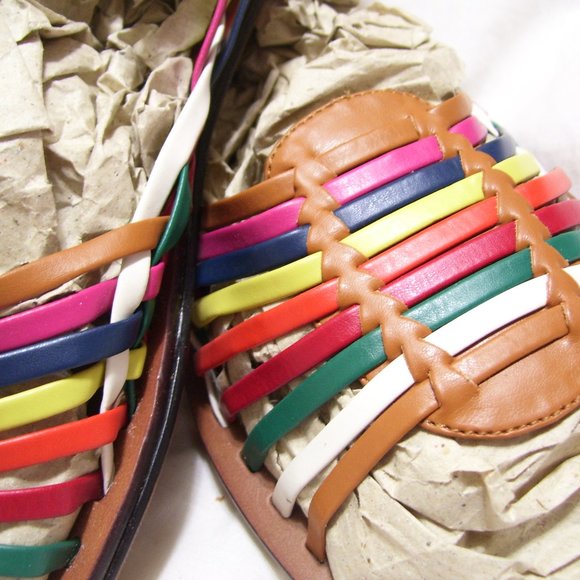 Fashion Leather Huarache Multi Colored Sandal NWOT - Picture 2 of 2